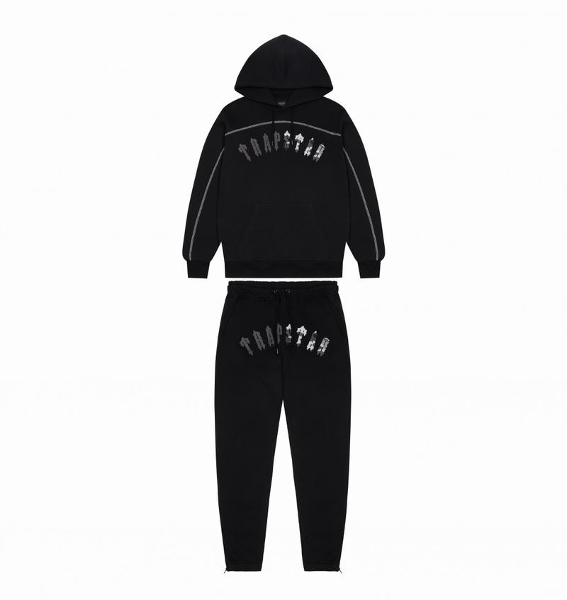 Black / Grey Camo Trapstar Irongate Chenille Arch Hooded Men\'s Tracksuits | BZMAVY-042