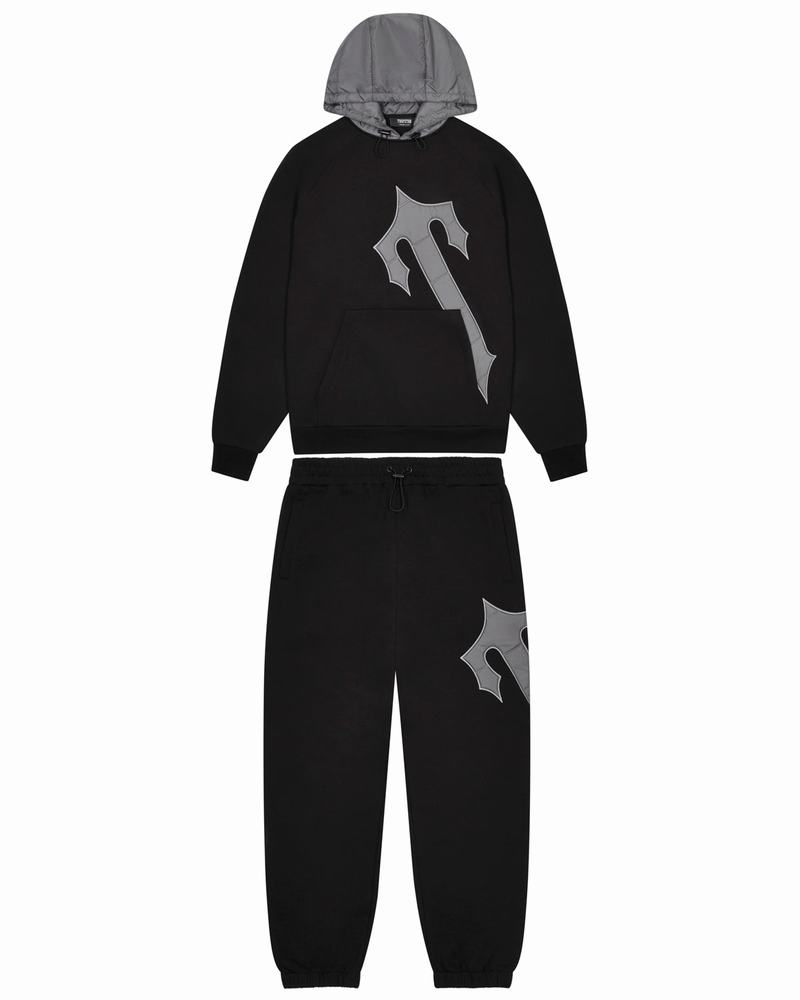 Black / Grey Trapstar Irongate T Hood Men\'s Tracksuits | SMFWVD-518