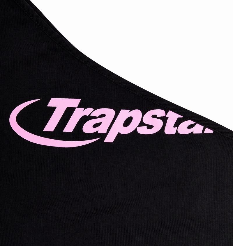 Black / Pink Trapstar Hyperdrive One Shoulder Vest Women's Tops | SOPYGV-174