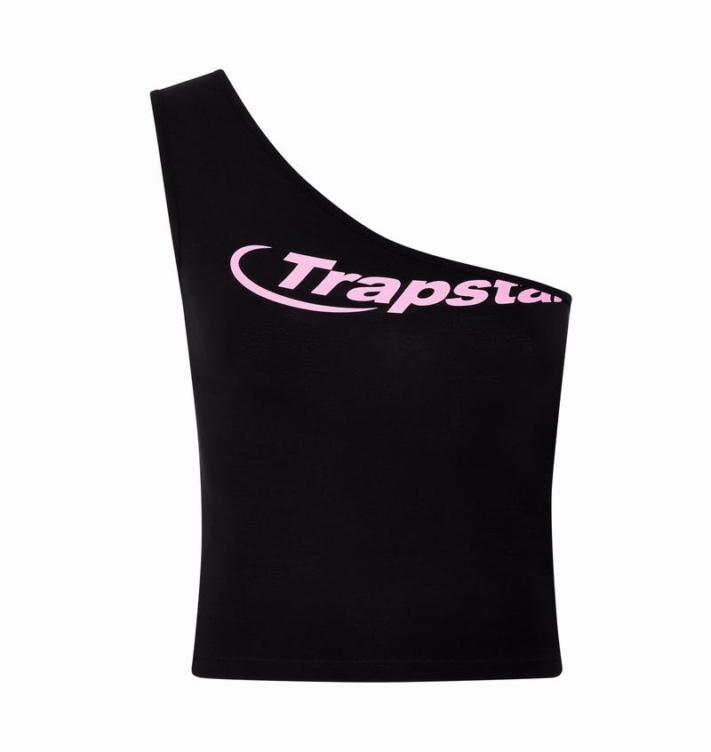 Black / Pink Trapstar Hyperdrive One Shoulder Vest Women\'s Tops | SOPYGV-174