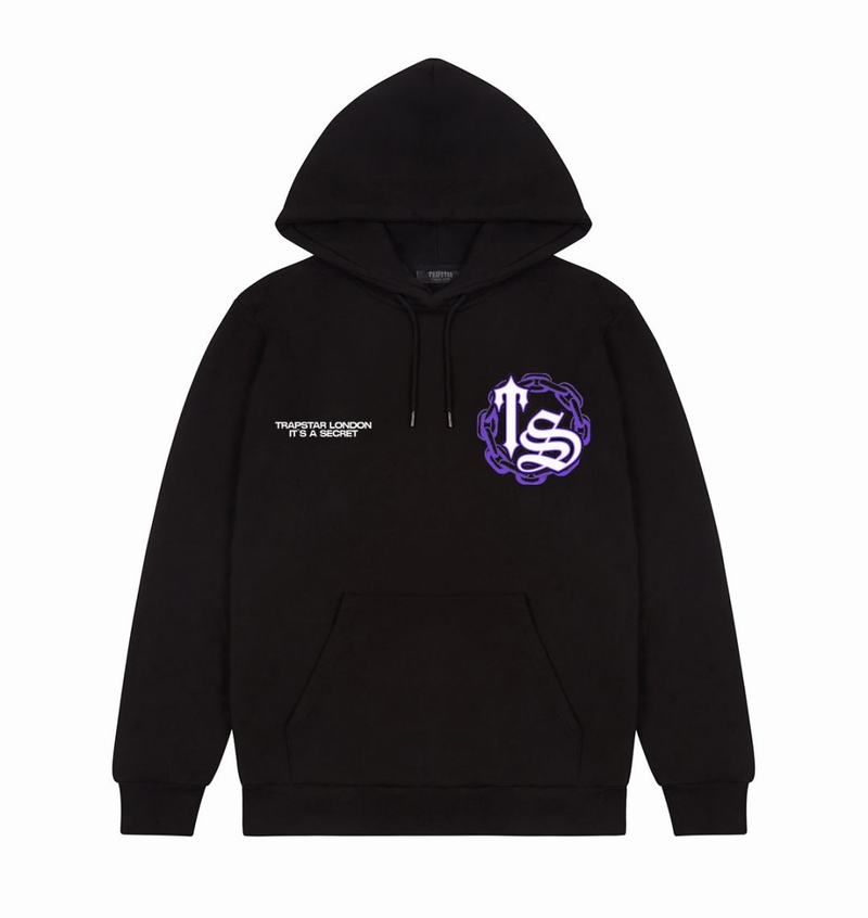 Black / Purple Trapstar Chain Script Men's Hoodie | SEBGRL-683