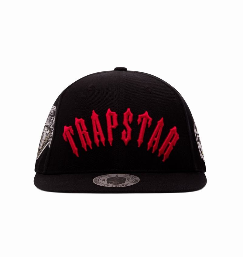 Black / Red Trapstar Irongate Arch Snapback Men's Caps | CTFEZI-697