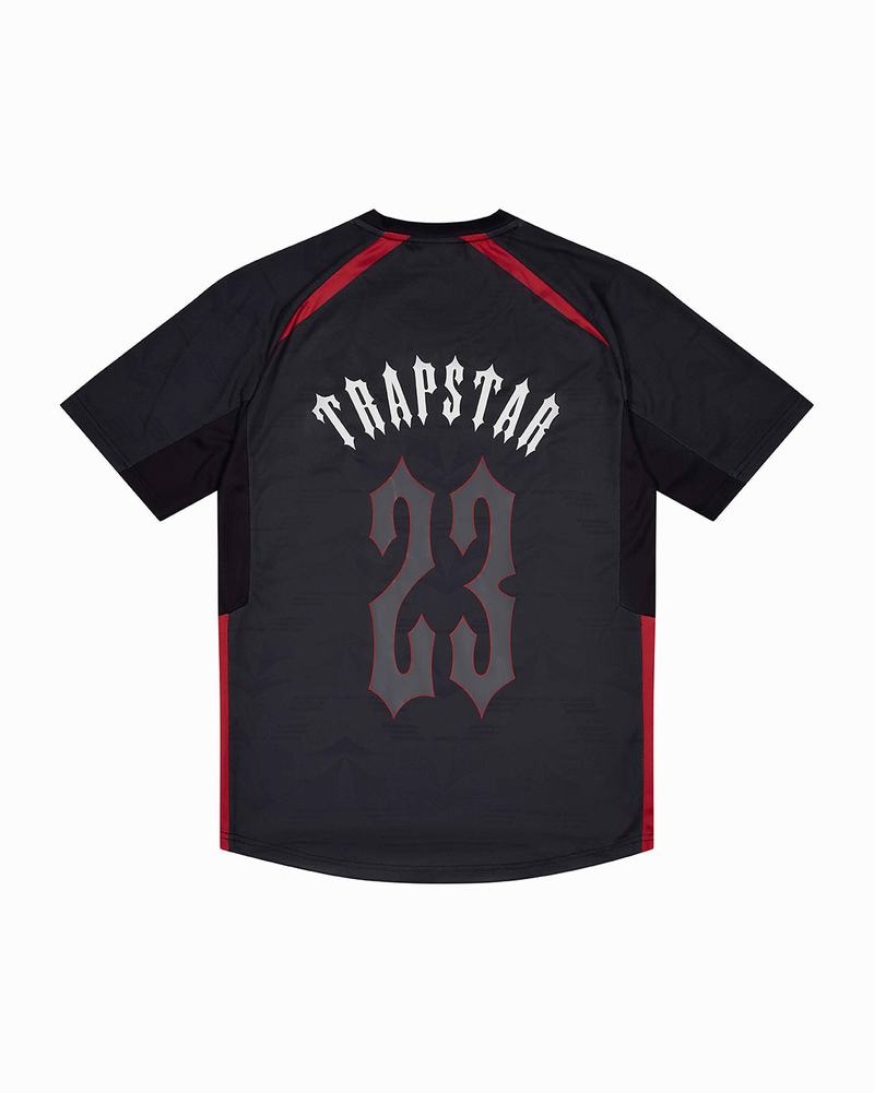 Black / Red Trapstar Irongate Football Jersey Men's T Shirts | WOUSVK-498