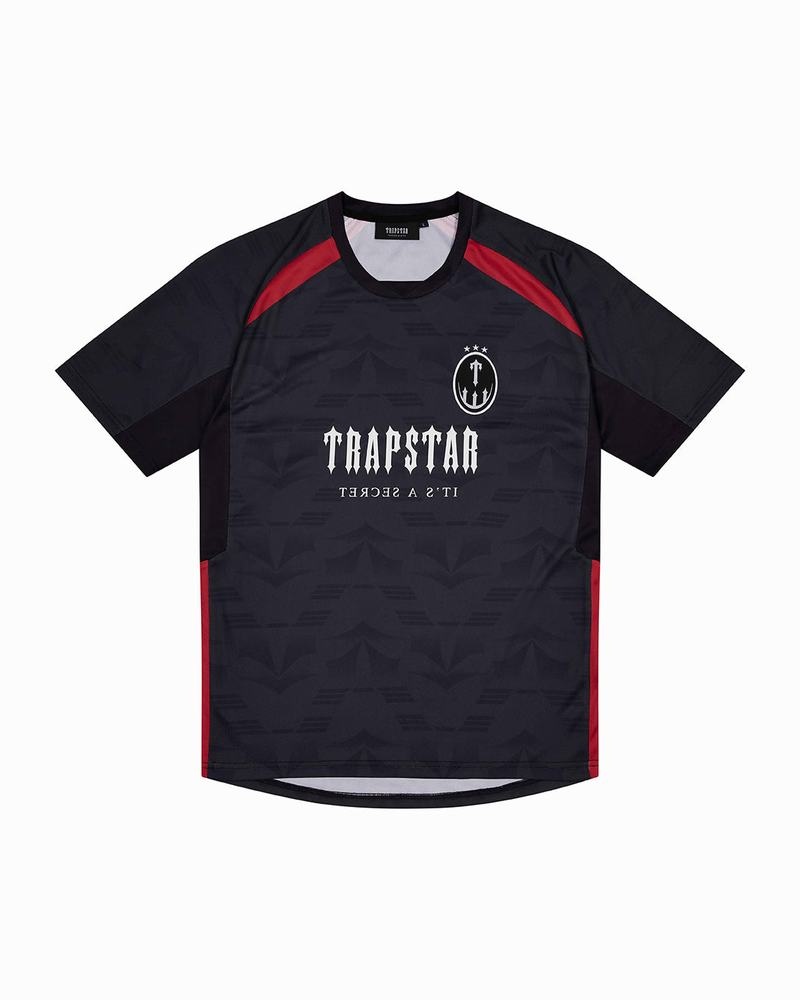 Black / Red Trapstar Irongate Football Jersey Men\'s T Shirts | WOUSVK-498