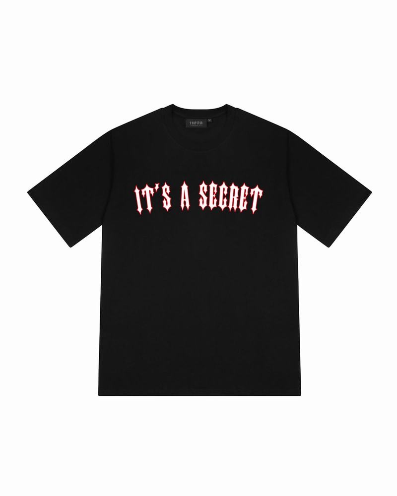 Black / Red Trapstar It\'s a Secret Tee 2.0 Men\'s T Shirts | BDZEJP-841