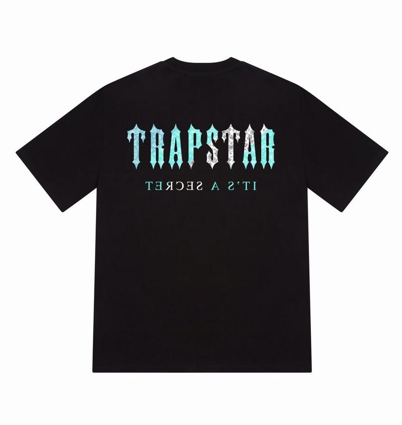 Black / Turquoise Trapstar Irongate Paisley Tee Men\'s T Shirts | QGHFEL-152