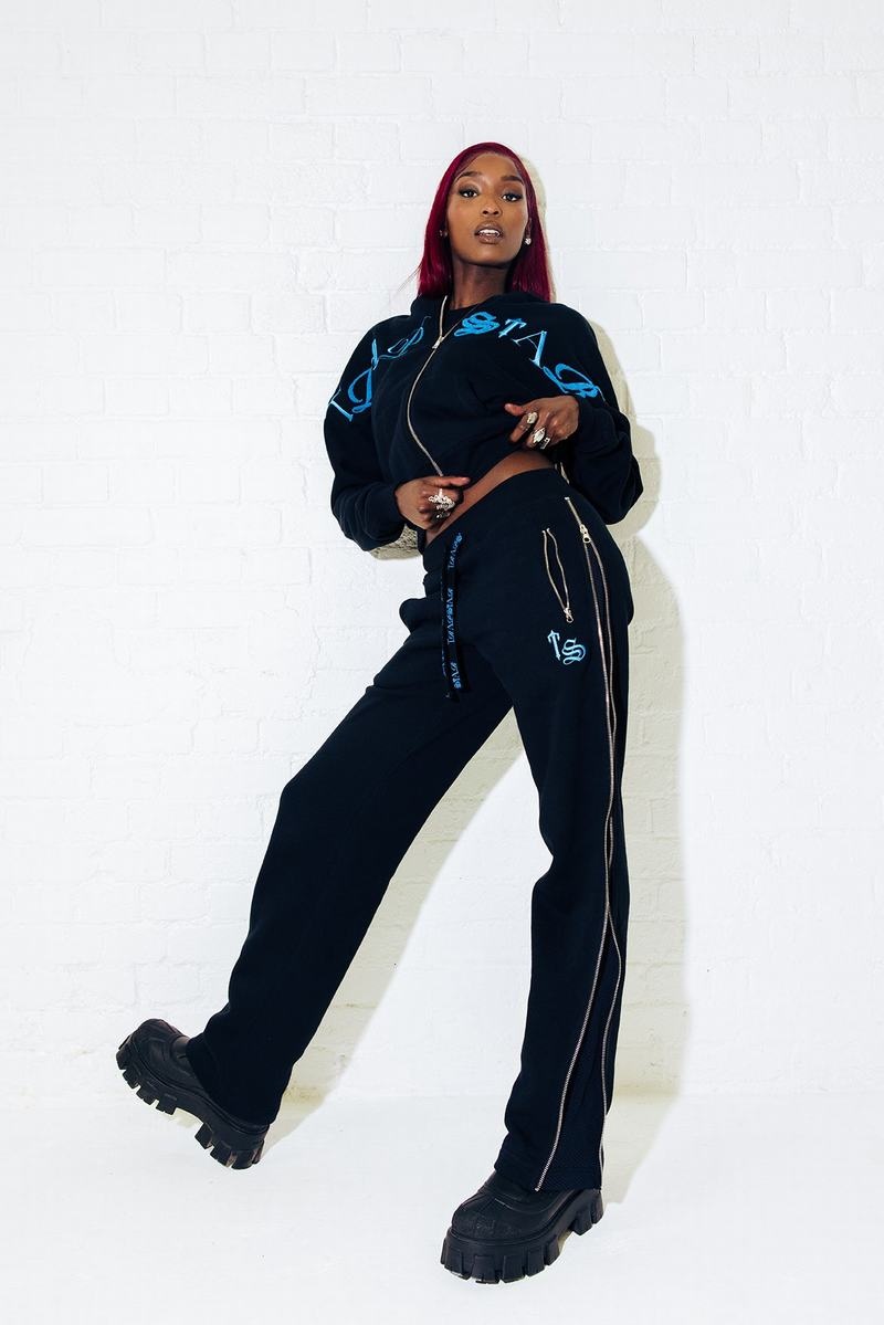 Black / Turquoise Trapstar Script Zip Leg Jogging Women's Pants | RUMWXZ-461