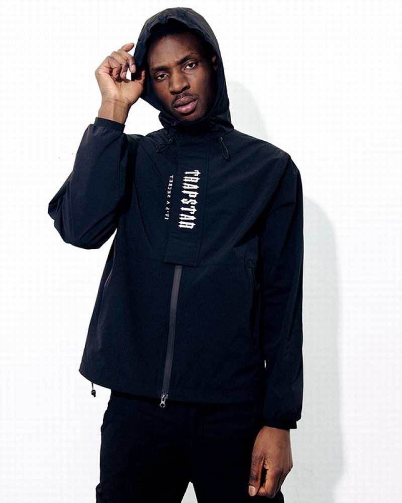 Black / White Trapstar Decoded Windbreaker Men's Jackets | BMHOIX-907