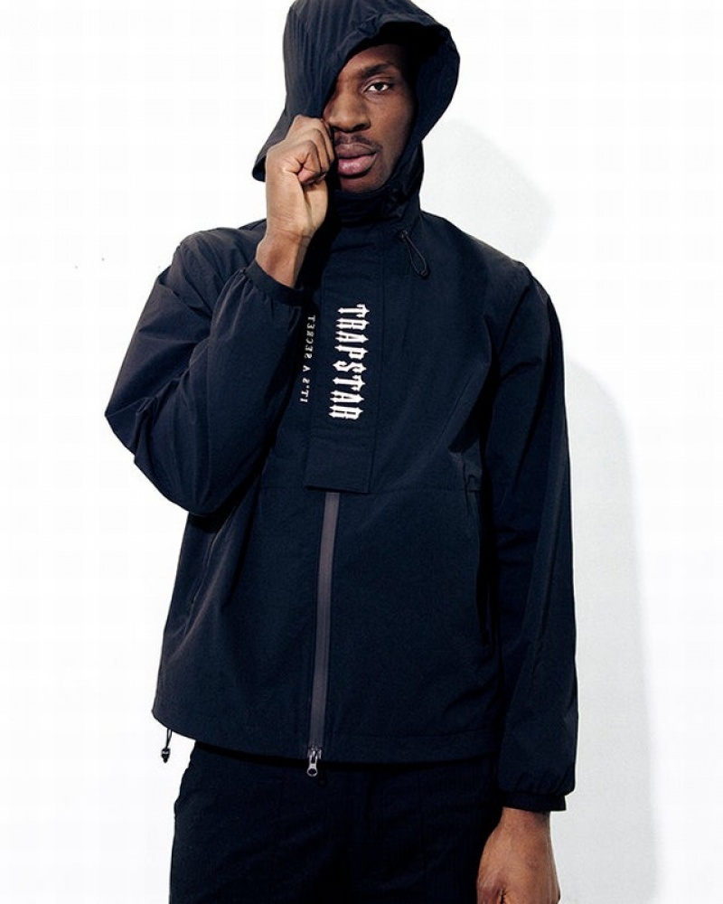 Black / White Trapstar Decoded Windbreaker Men's Jackets | BMHOIX-907