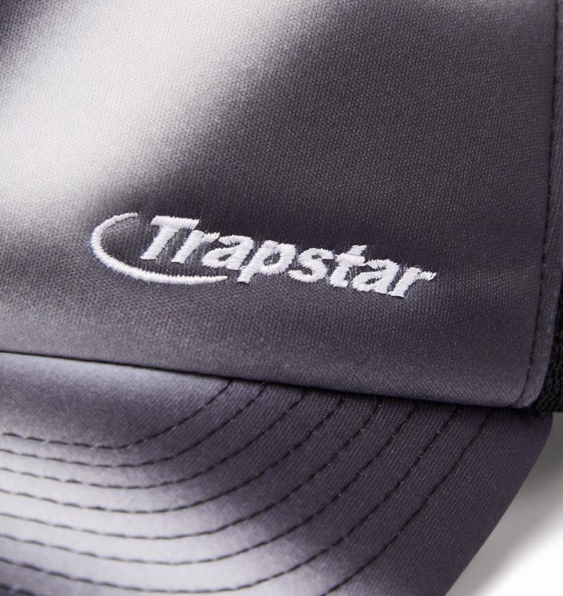 Black / White Trapstar Hyperdrive Blur Trucker Men's Caps | QVKZPF-647