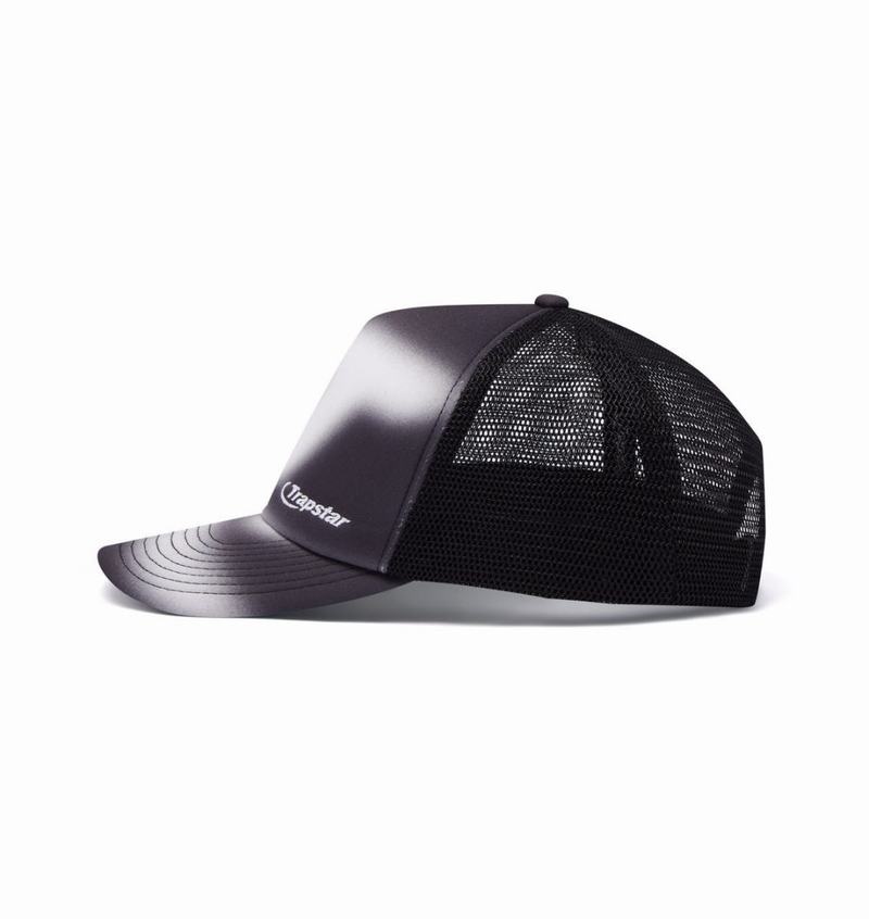 Black / White Trapstar Hyperdrive Blur Trucker Men's Caps | QVKZPF-647