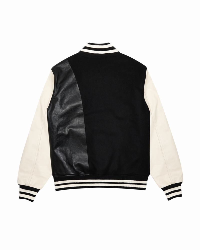 Black / White Trapstar Hyperdrive T Chenille Varsity Men's Jackets | DZGAYR-304