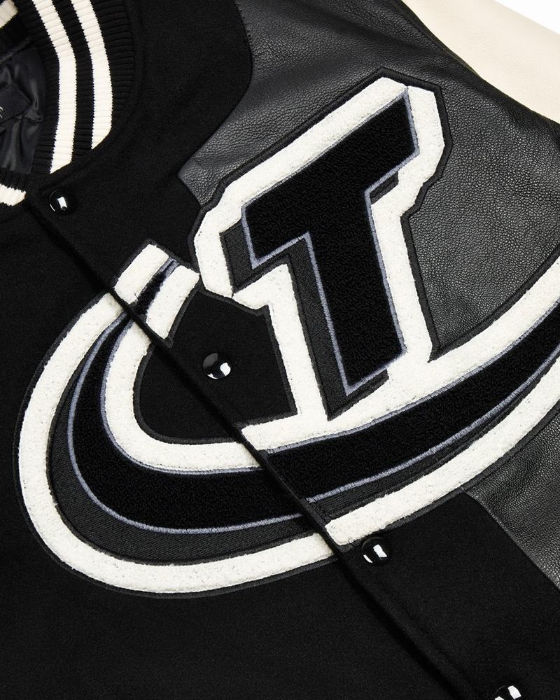 Black / White Trapstar Hyperdrive T Chenille Varsity Men's Jackets | DZGAYR-304