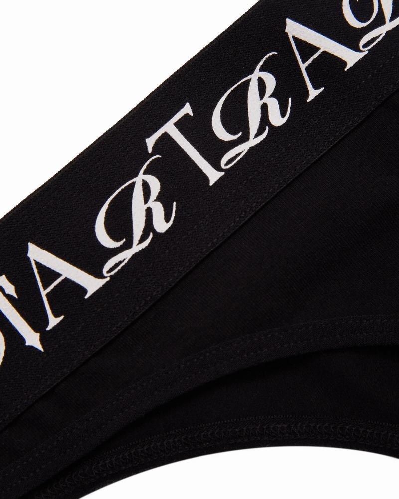 Black / White Trapstar Script Thong Women's Underwear | VKQTCO-698