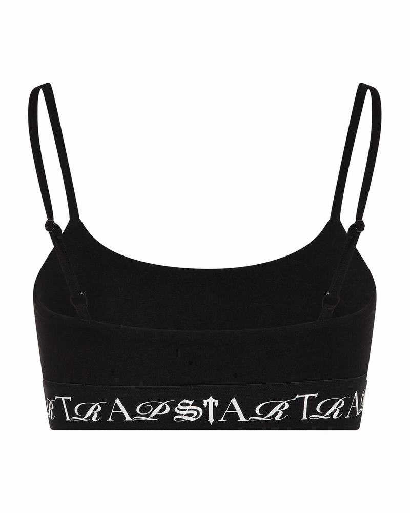 Black / White Trapstar Script Women's Bra | VCGWAI-830