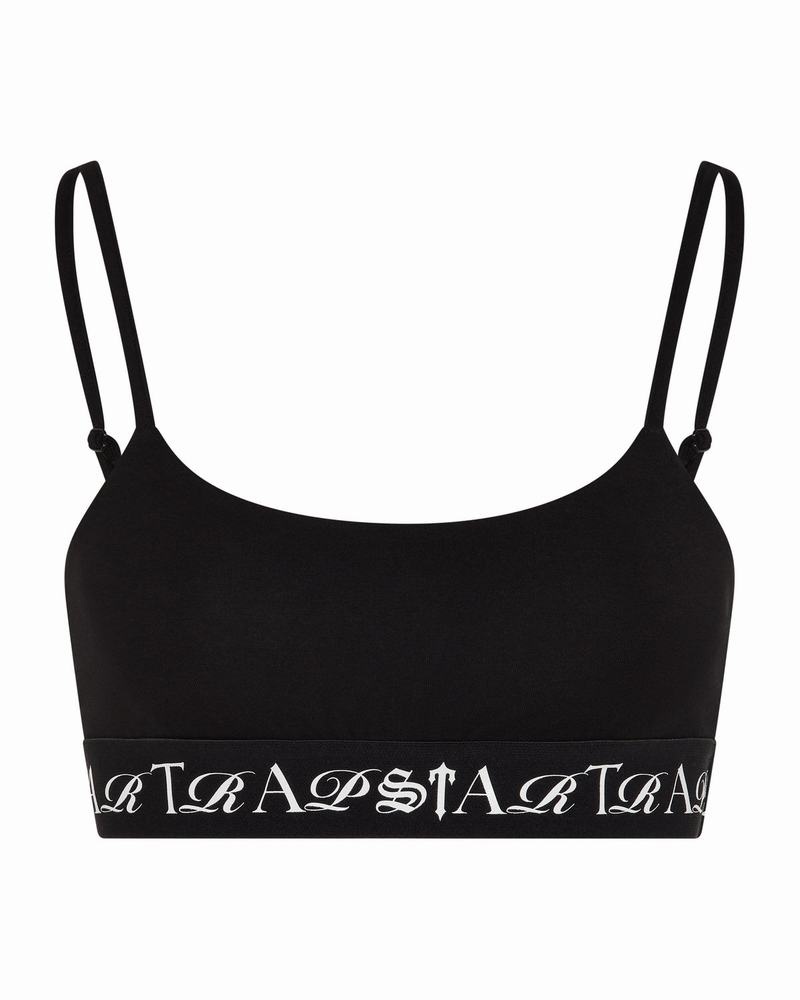 Black / White Trapstar Script Women\'s Bra | VCGWAI-830