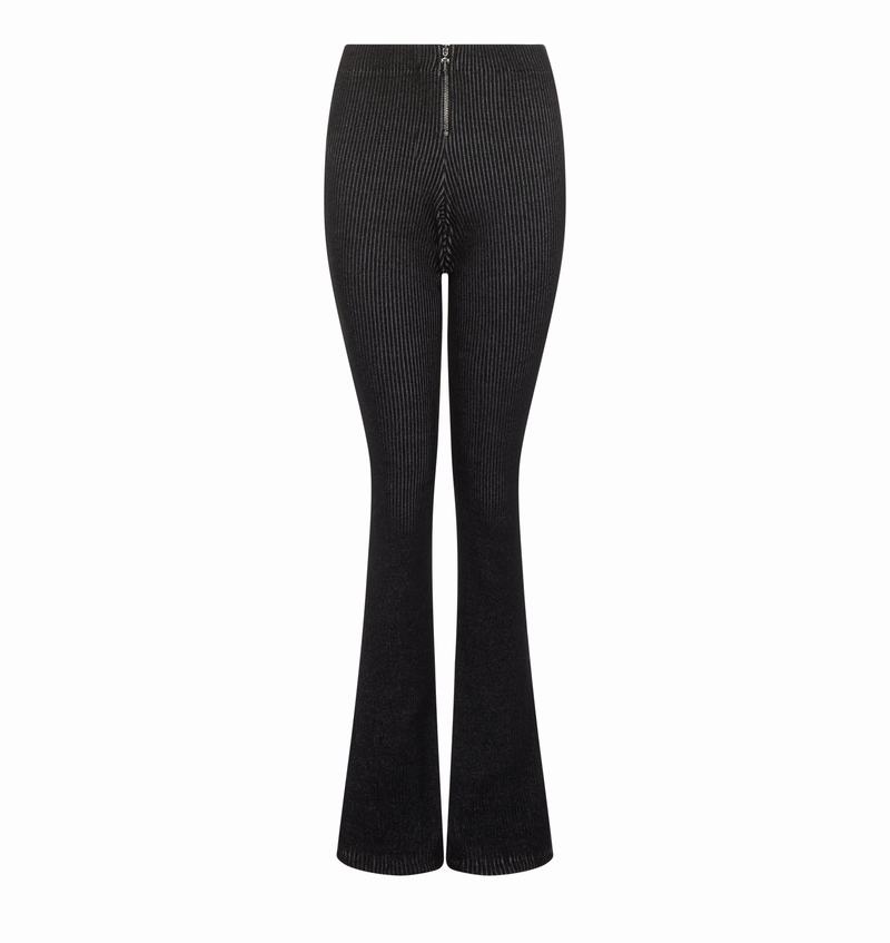 Black / White Trapstar Two Tone Rib Fitted Trousers Women's Pants | RHQWJF-791