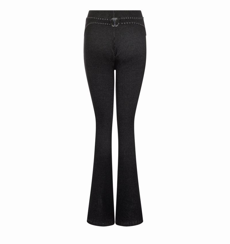 Black / White Trapstar Two Tone Rib Fitted Trousers Women\'s Pants | RHQWJF-791