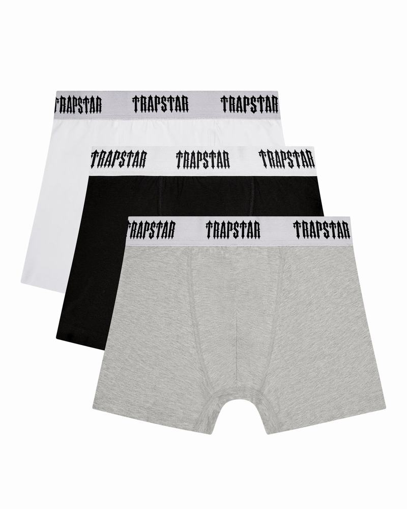 Black / White / Grey Trapstar 3 Pack Boxer Short Men\'s Underwear | RJLXBM-614