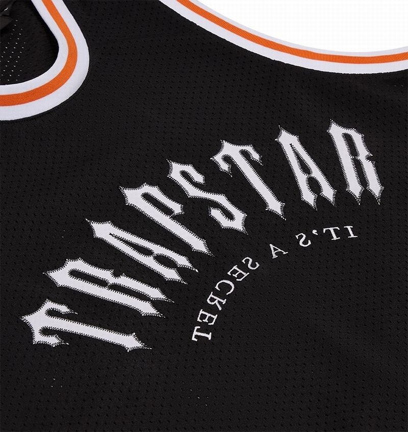 Black / White / Orange Trapstar Irongate Arch Basketball Vest Men's T Shirts | LNCUJY-431