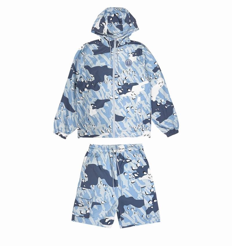 Blue Camo Trapstar Decoded Camo Shorts Men's Sets | ARBOMS-712