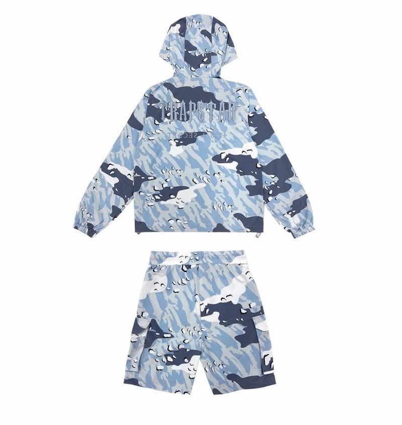 Blue Camo Trapstar Decoded Camo Shorts Men's Sets | ARBOMS-712