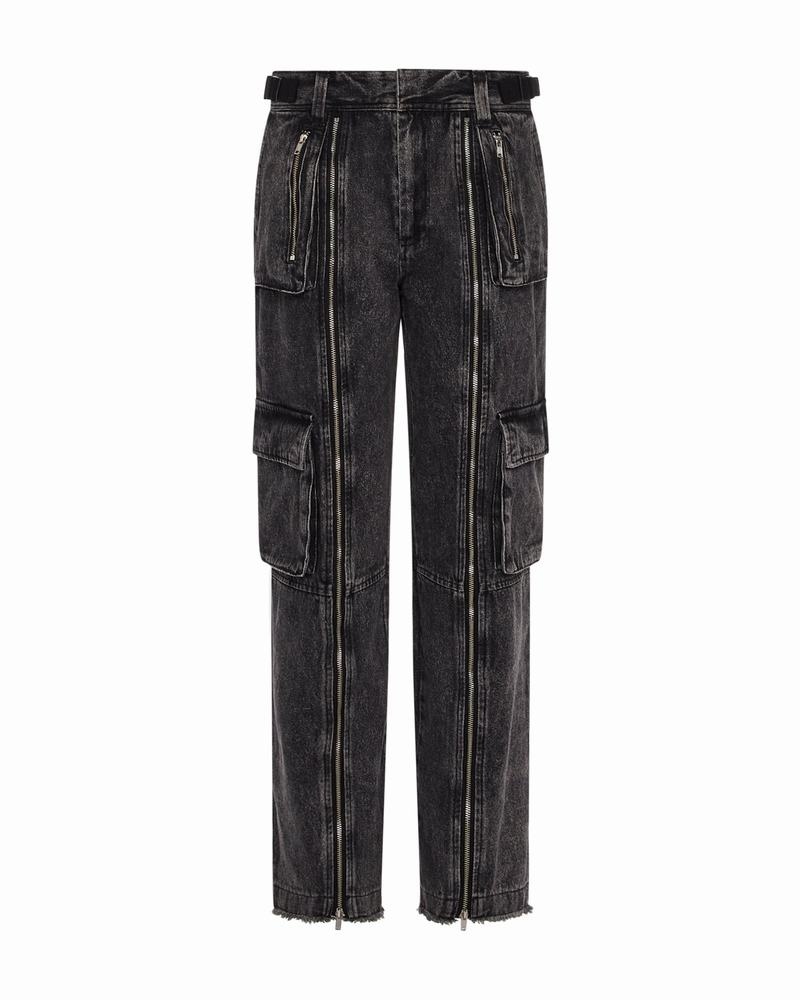 Blue Trapstar Arch Applique Distressed Denim Look Cargo Women's Pants | BEQNFW-109