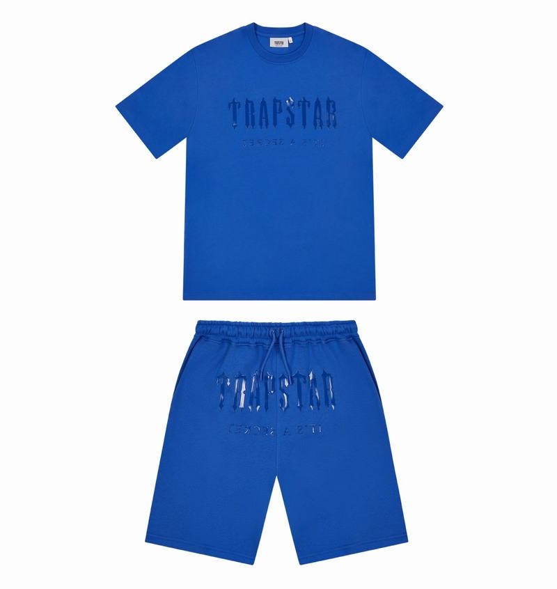 Blue Trapstar Decoded Gel Shorts Men\'s Sets | QHEKCG-153