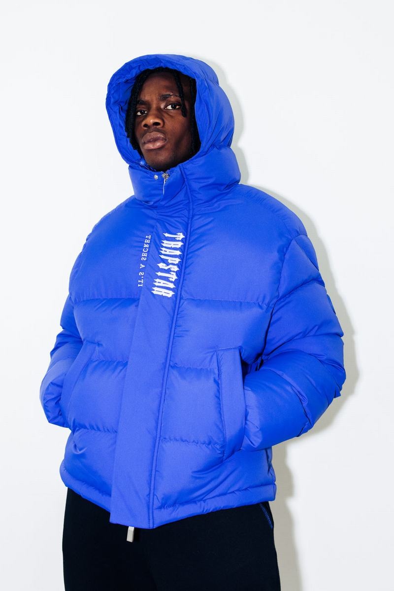 Blue Trapstar Decoded Hooded Puffer 2.0 Men's Jackets | UEKSRF-908