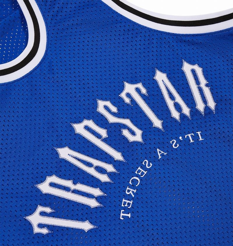 Blue Trapstar Irongate Arch Basketball Vest Men's T Shirts | XSCZYK-173