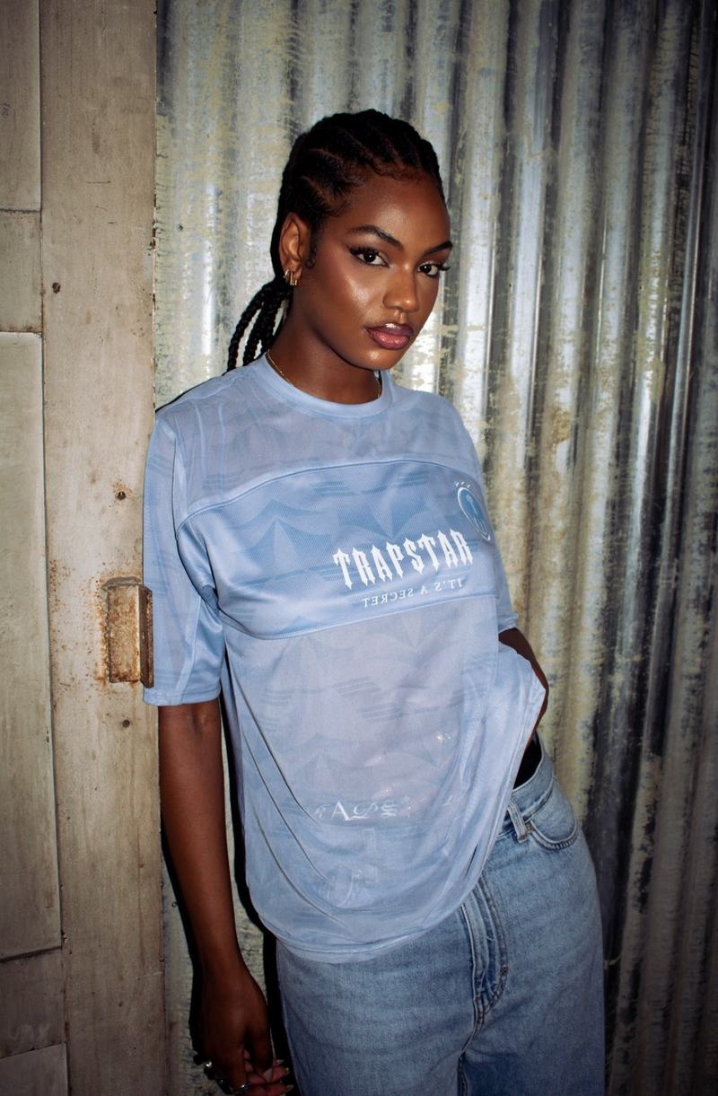 Blue Trapstar Irongate Mesh Football Jersey Women's T Shirts | CAUGNY-164