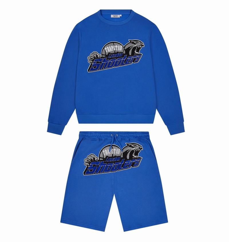 Blue Trapstar Shooters Chenille Crewneck Men's Sets | UENOBR-945