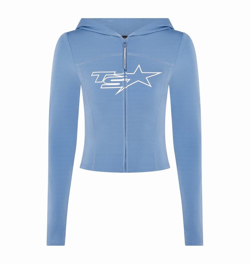 Blue Trapstar TS-Star Zip Top Women\'s Hoodie | OPDXCF-901