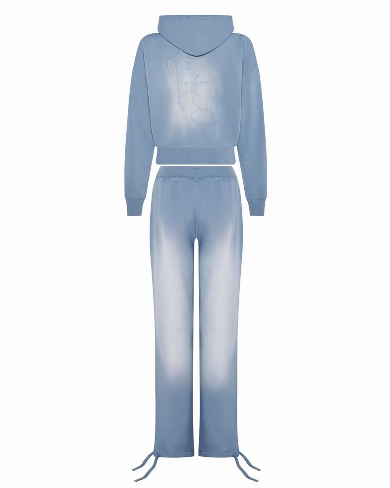 Blue Wash Trapstar TS Star Applique Hoodie Women's Tracksuits | RUXPWG-763