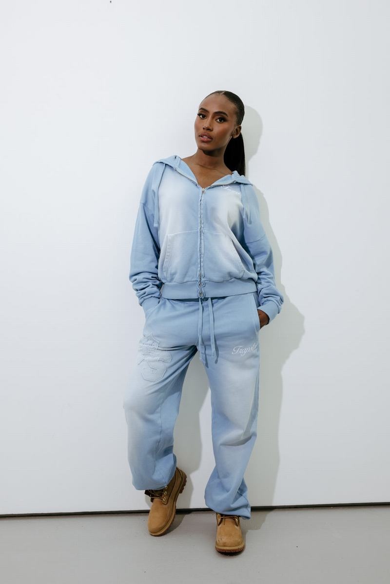 Blue Wash Trapstar TS Star Applique Hoodie Women's Tracksuits | RUXPWG-763