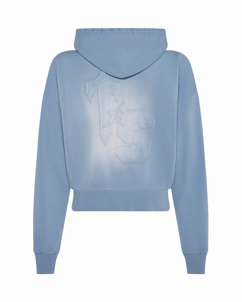 Blue Wash Trapstar TS Star Applique Hoodie Women\'s Tracksuits | RUXPWG-763