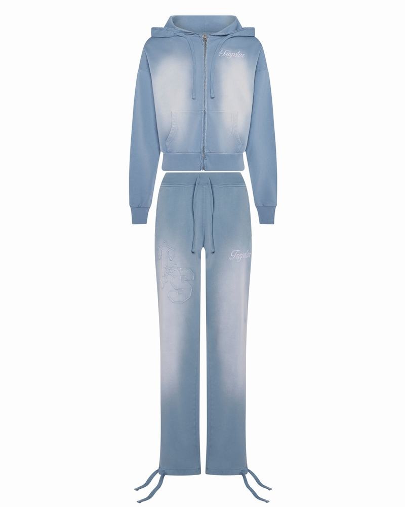 Blue Wash Trapstar TS Star Applique Loose Fit Jogger Women's Tracksuits | GVMFIS-931