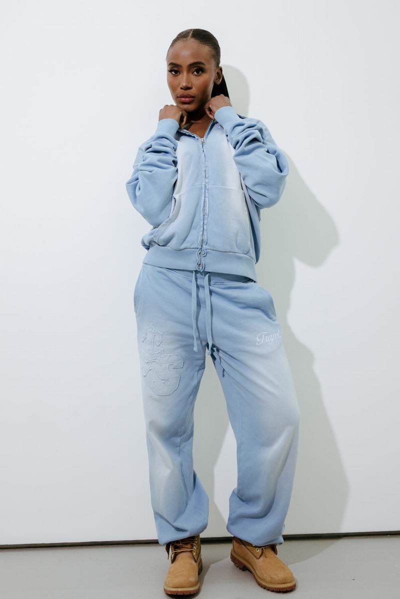 Blue Wash Trapstar TS Star Applique Loose Fit Jogger Women's Tracksuits | GVMFIS-931