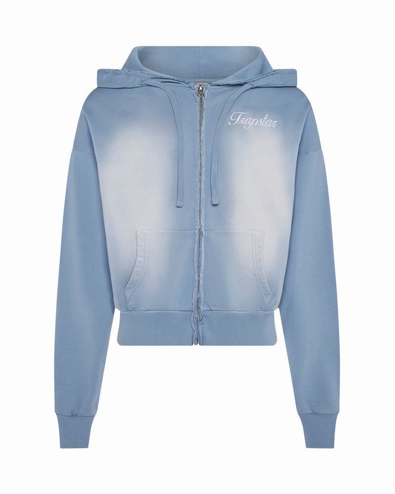 Blue Wash Trapstar TS Star Applique Women's Hoodie | EKAPQJ-043