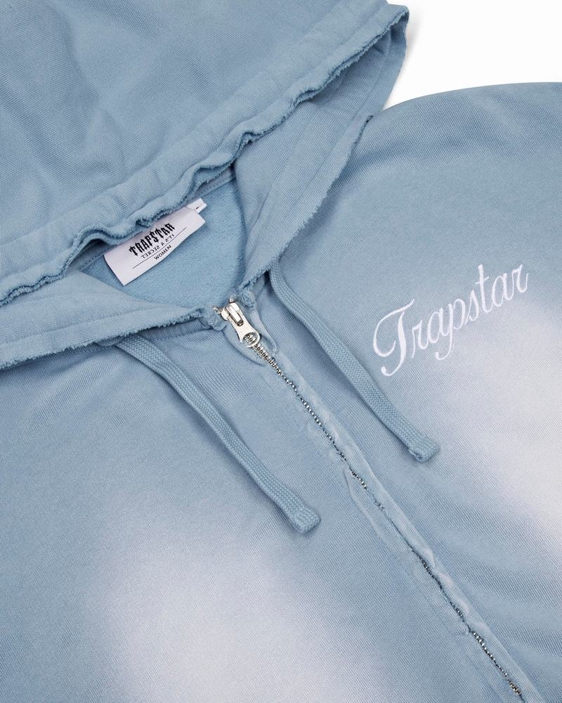 Blue Wash Trapstar TS Star Applique Women's Hoodie | EKAPQJ-043