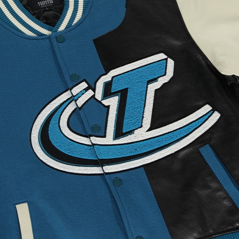 Blue / Black Trapstar Hyperdrive T Chenille Varsity Men's Jackets | UBHETM-097