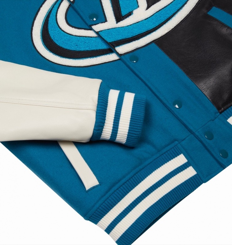 Blue / Black Trapstar Hyperdrive T Chenille Varsity Men's Jackets | UBHETM-097