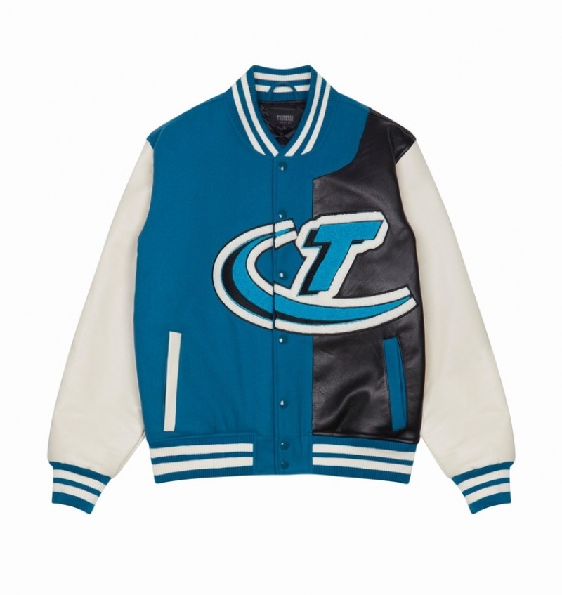 Blue / Black Trapstar Hyperdrive T Chenille Varsity Men\'s Jackets | UBHETM-097