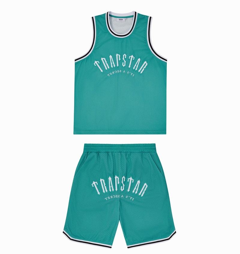 Blue / White Trapstar Irongate Arch Basketball Vest Men's T Shirts | NQVBFR-934