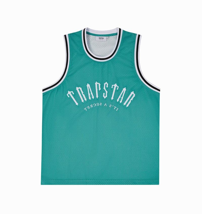 Blue / White Trapstar Irongate Arch Basketball Vest Men\'s T Shirts | NQVBFR-934