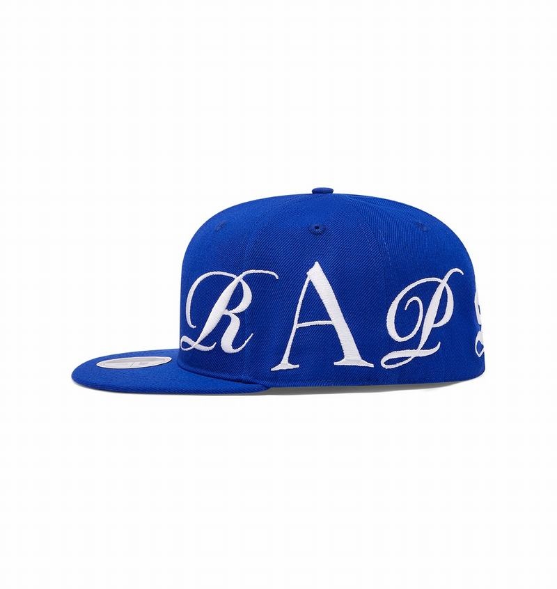 Blue / White Trapstar Script Fitted Men's Caps | PFJZAE-196