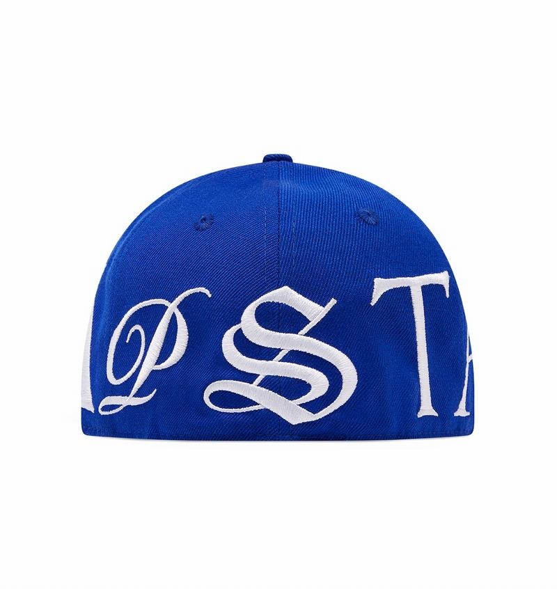 Blue / White Trapstar Script Fitted Men's Caps | PFJZAE-196