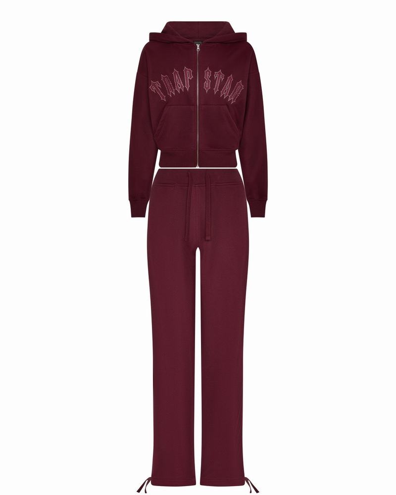 Burgundy Trapstar Mesh Irongate Arch Joggers Women's Tracksuits | SMXLEQ-283