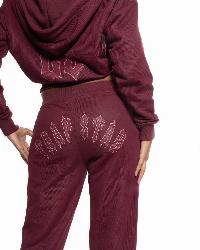 Burgundy Trapstar Mesh Irongate Arch Joggers Women's Tracksuits | SMXLEQ-283