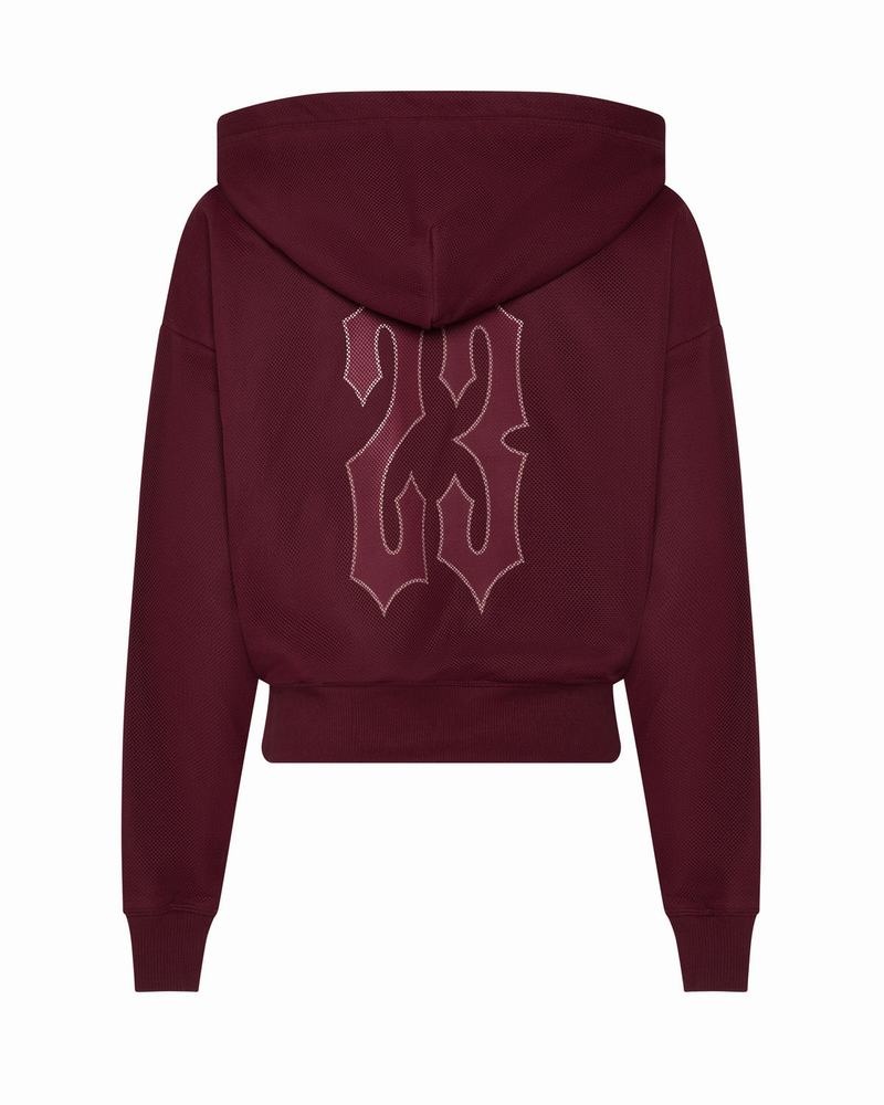 Burgundy Trapstar Mesh Irongate Arch Women's Hoodie | KRLZAY-263